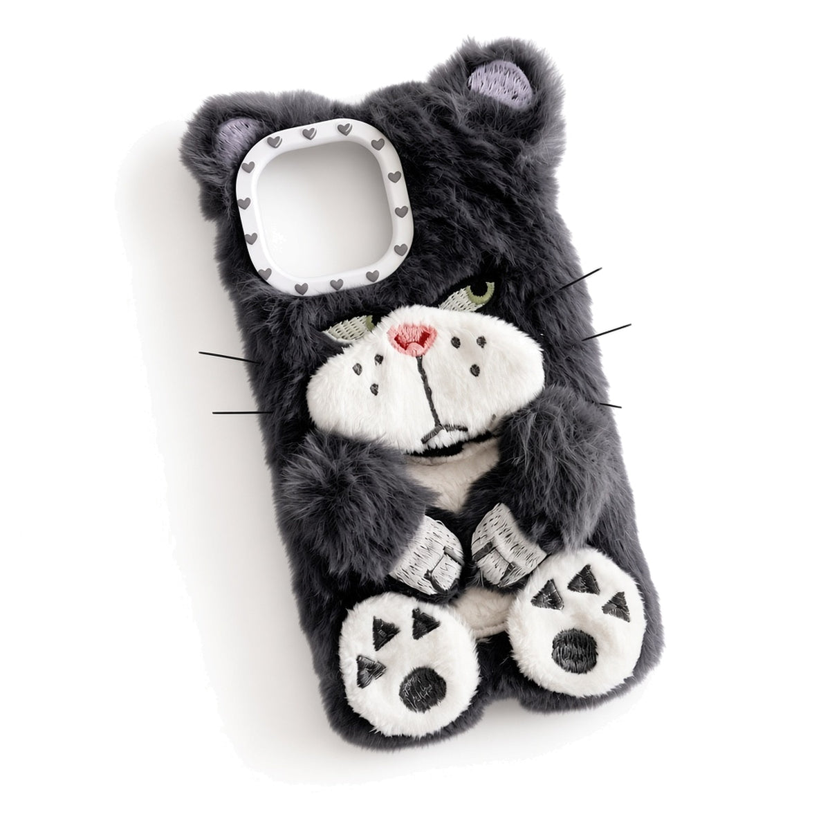 Kasewell grey Grey Cat Plush Case for iPhone 14, photo 5