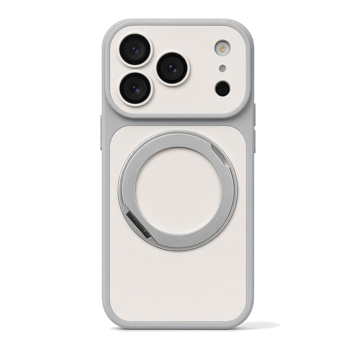 White kickstand case for iPhone 18 Pro, on white background
