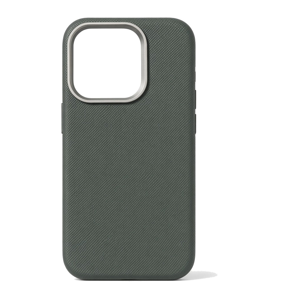 Kasewell green metal lens frame PU leather case for iPhone 15 Pro, photo 1