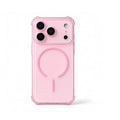 Pink reinforced corner protective case for iPhone 17, on white background
