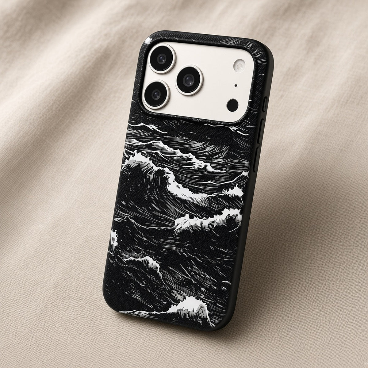 Black sea wave pattern case for iPhone 17, photo 3