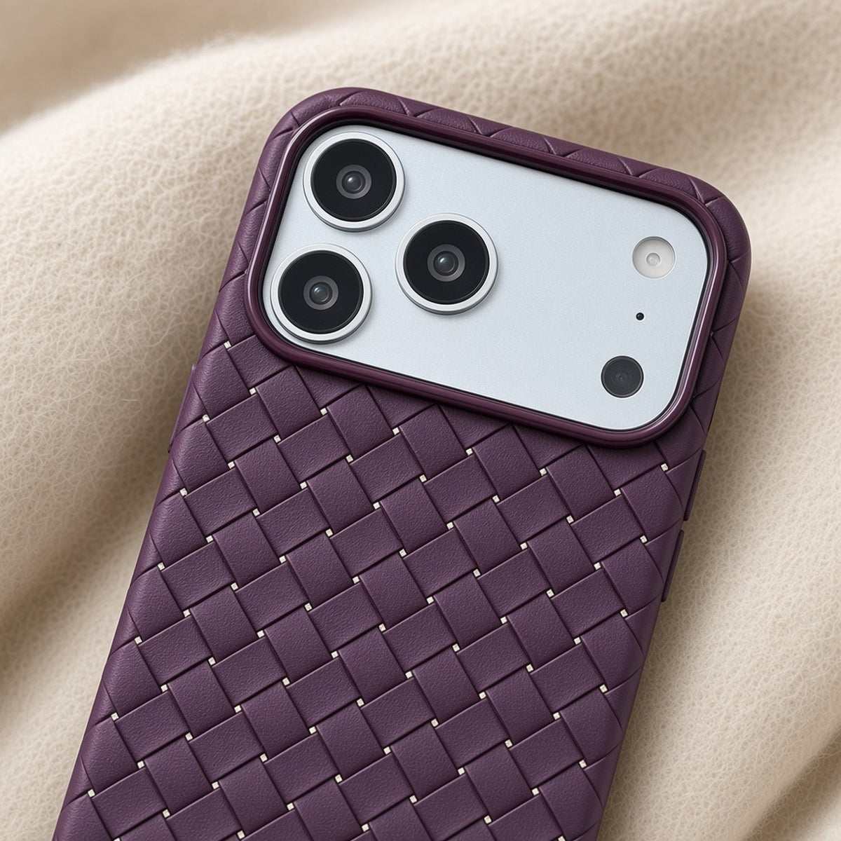 Woven Fabric Texture Case – Wine Red